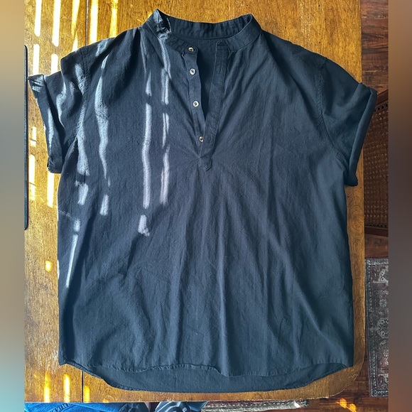 MEN’S LINEN BLEND RESORT SHIRT - BLACK - XL - Picture 2 of 7